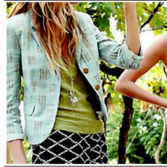 🆕 without tags but never worn. Anthropologie Fading Madras Blazer - Picture 1 of 8